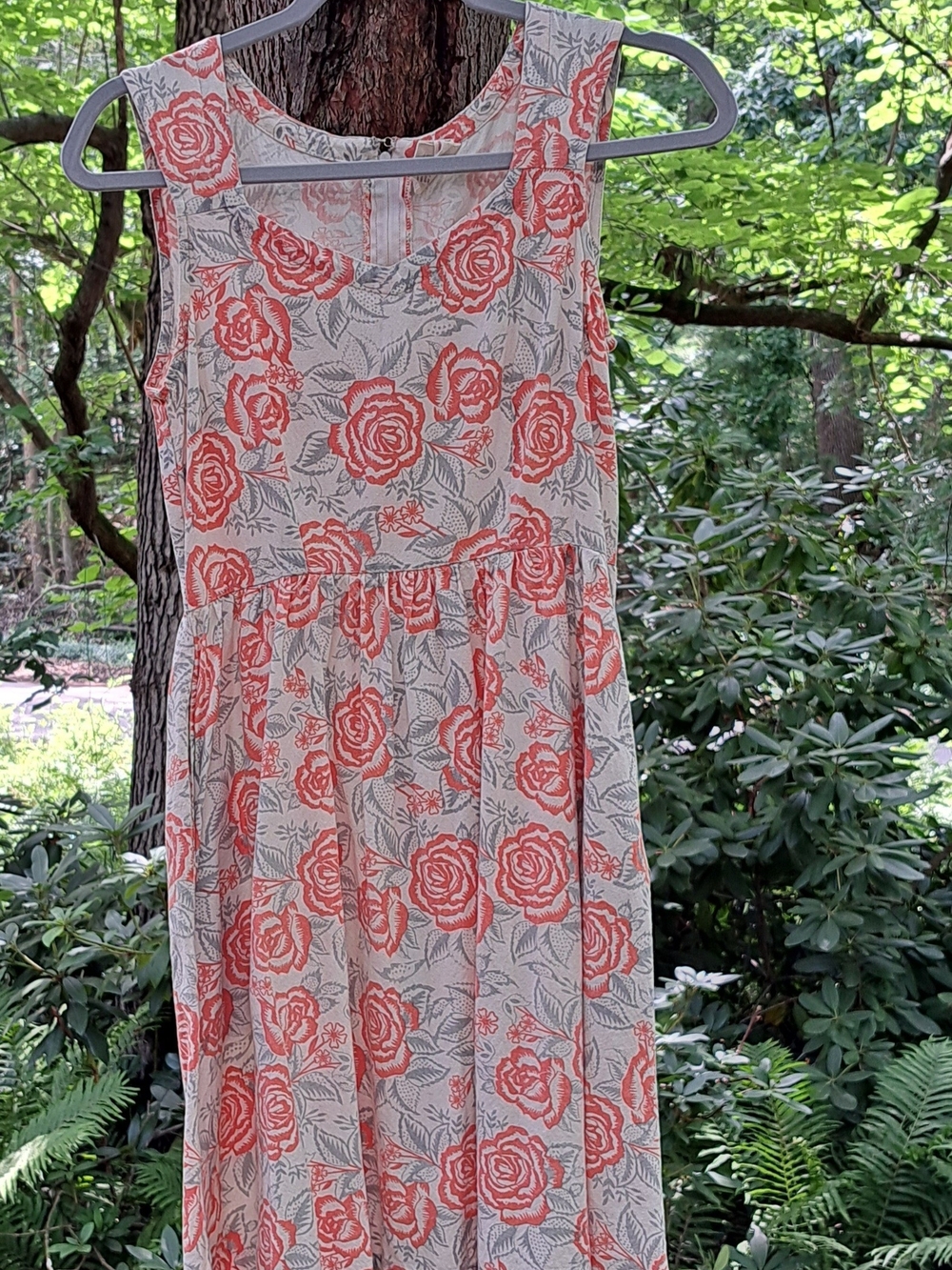 Mata Traders Coral Rose Print Sleeveless Midi Dress